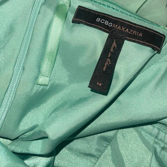 BCBGMAXAZRIA Green Pastel Chiffon Silk Mini Dress Strapless Party wedding prom - Picture 5 of 8